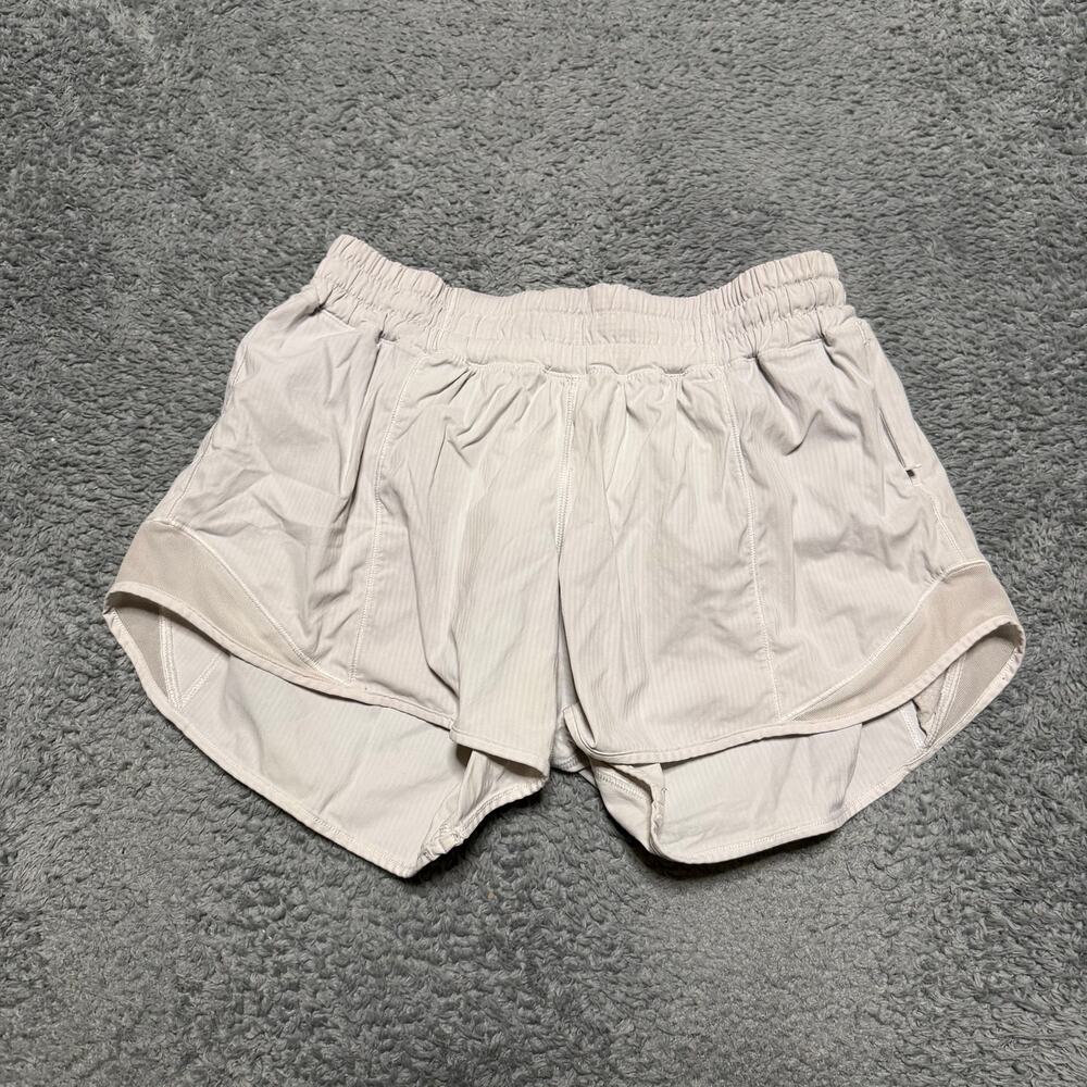 Lululemon Hotty Hot Shorts Womens 6 Tall Lined Running Off White W7AHRT